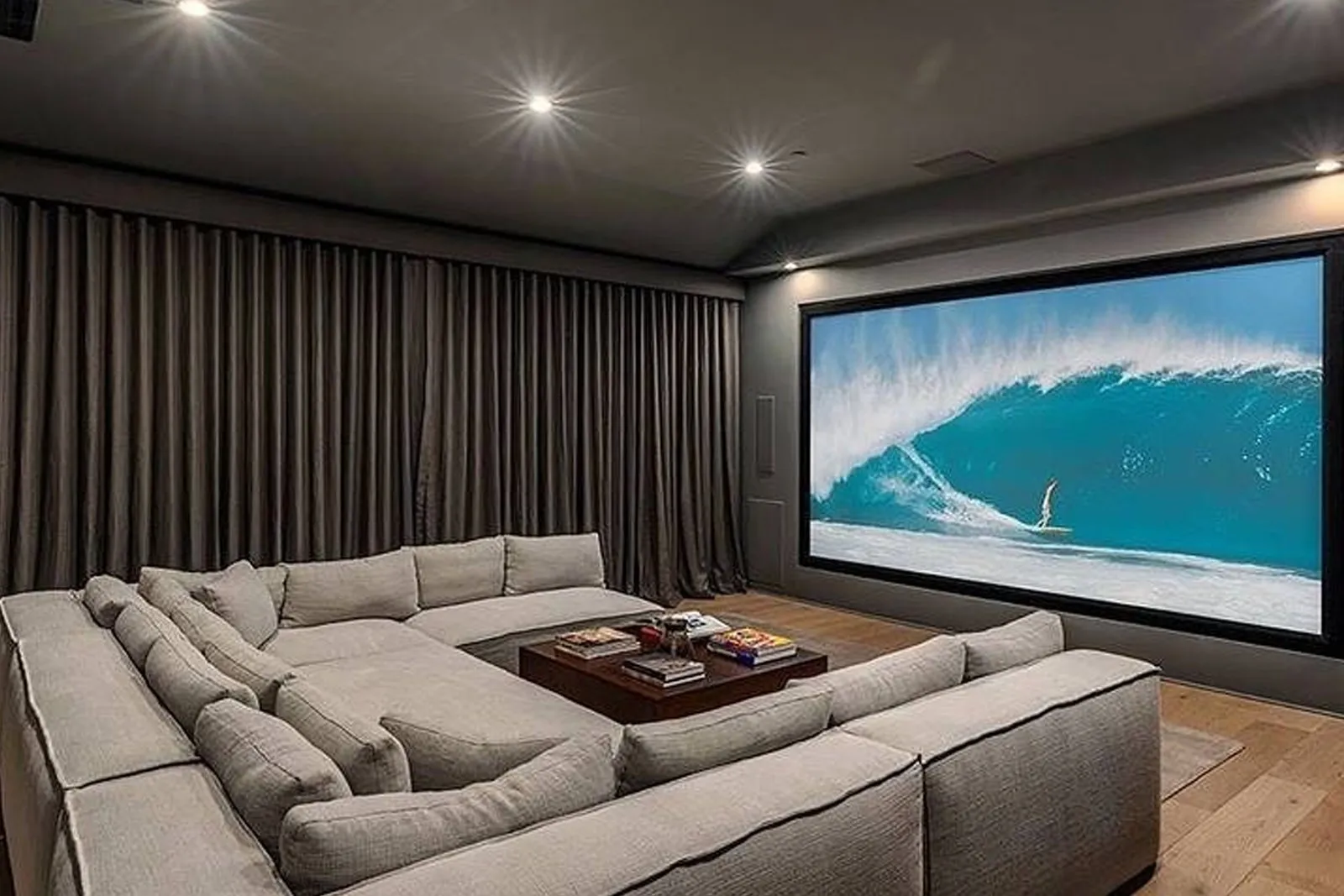 Home theatre render from the Hiranandani Sands Alibaug listing site